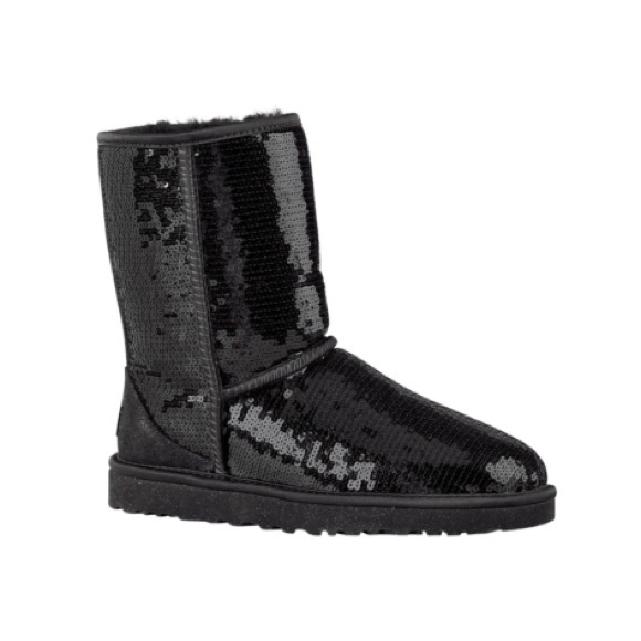 black glitter uggs with bows